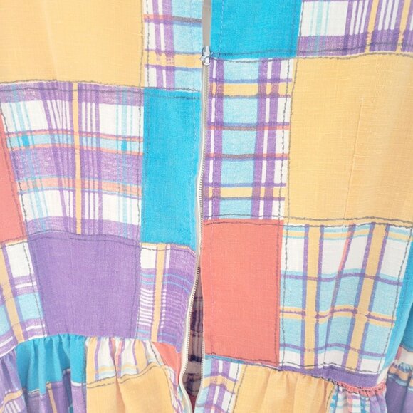 Vintage Periphery Designed by Arthur Williams Faux Patchwork Peasant Maxi Dress - Picture 11 of 12